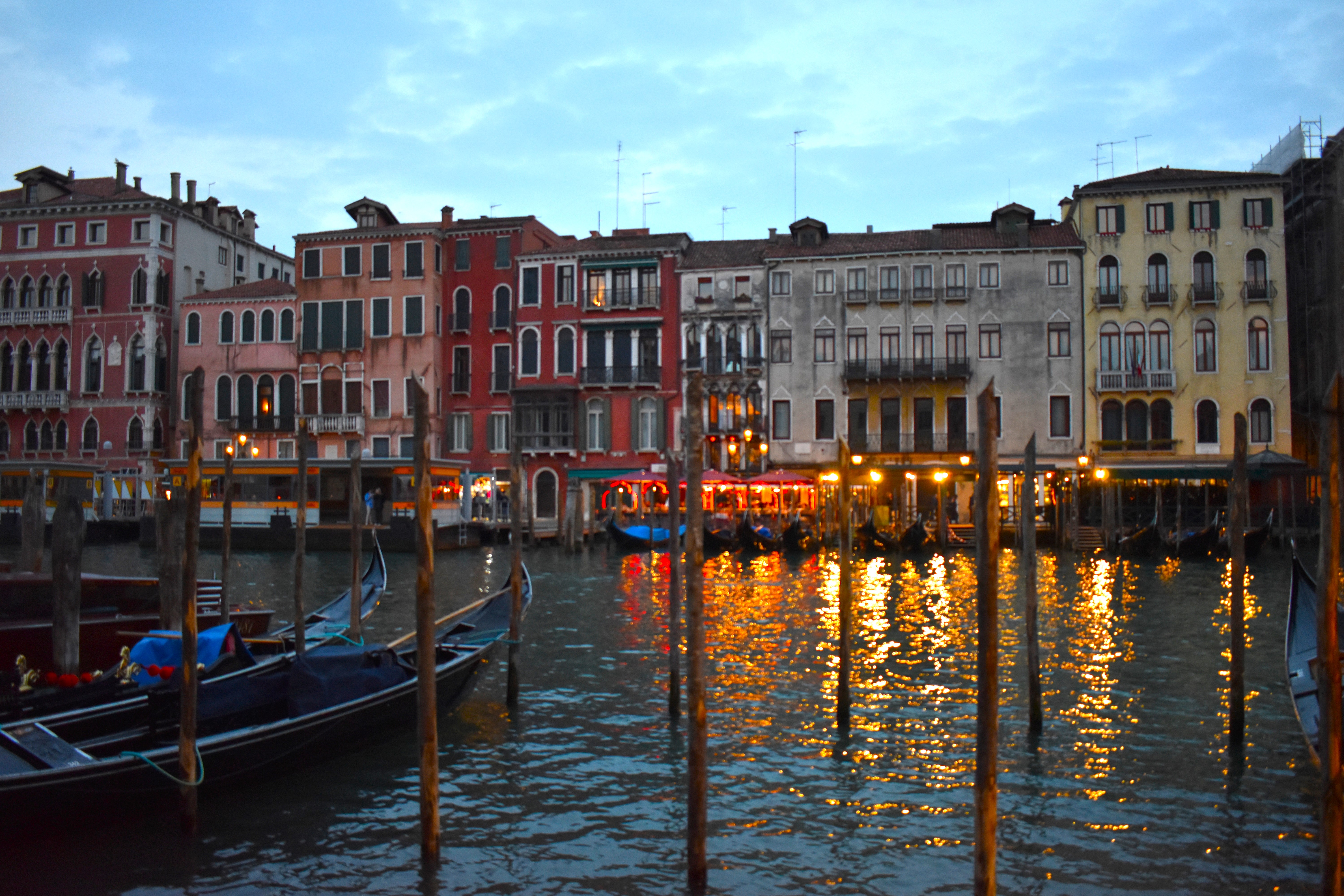 Lights on a canal in Venice